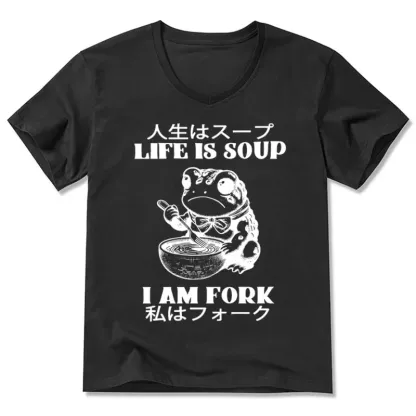 Tokyo-Tiger Life Is Soup I Am Fork V-Neck Classic T-Shirt
