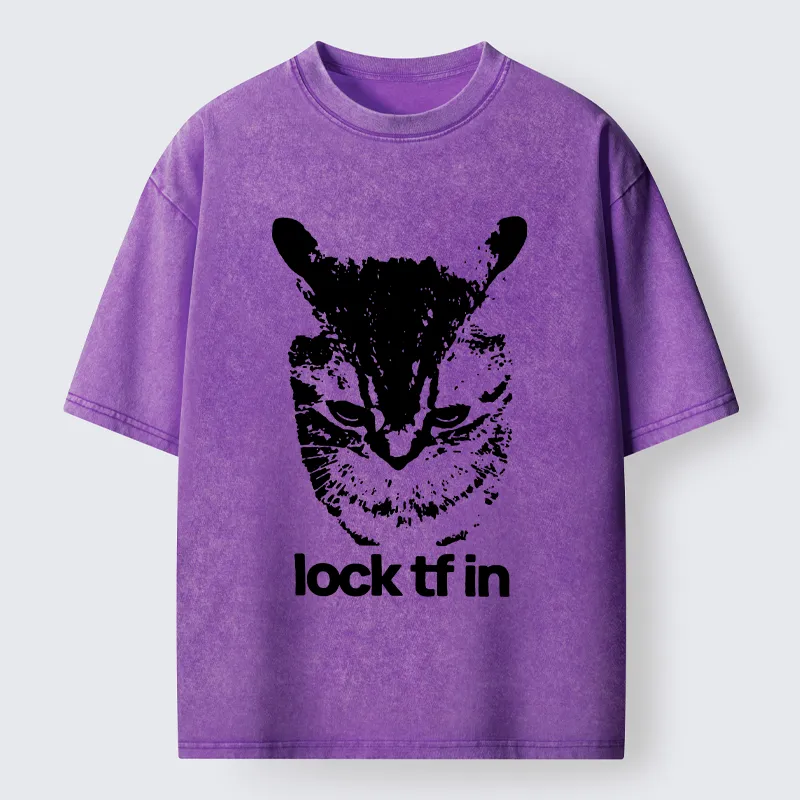 Tokyo-Tiger Serious Cat Meme Washed T-Shirt Sale