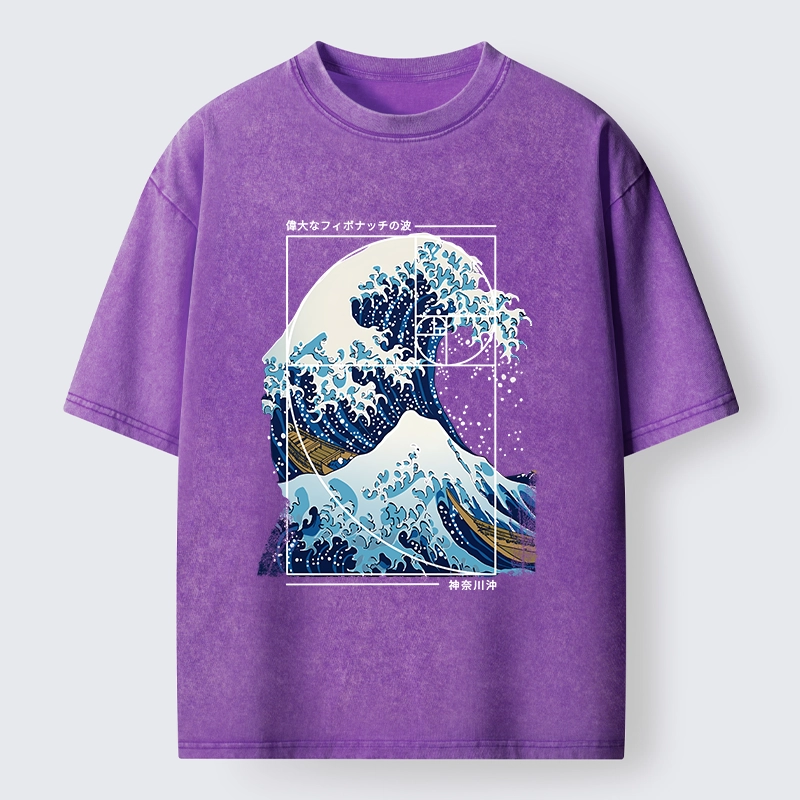 Tokyo-Tiger Golden Ratio The Great Wave Washed T-Shirt