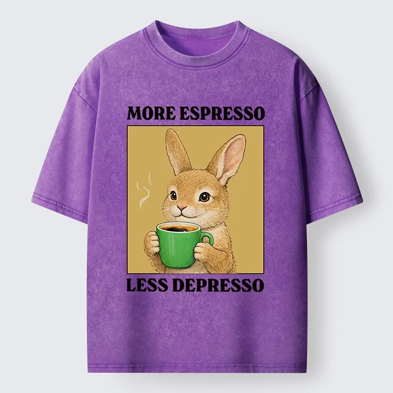 Tokyo-Tiger Rabbit Drink More Coffee Washed T-Shirt Sale