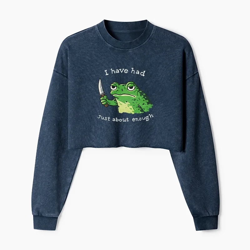 Tokyo-Tiger Impatient Frog Washed Crop Sweatshirt