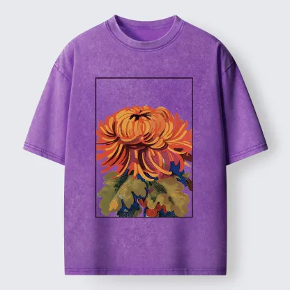 Tokyo-Tiger Brilliant Chrysanthemums Washed T-Shirt