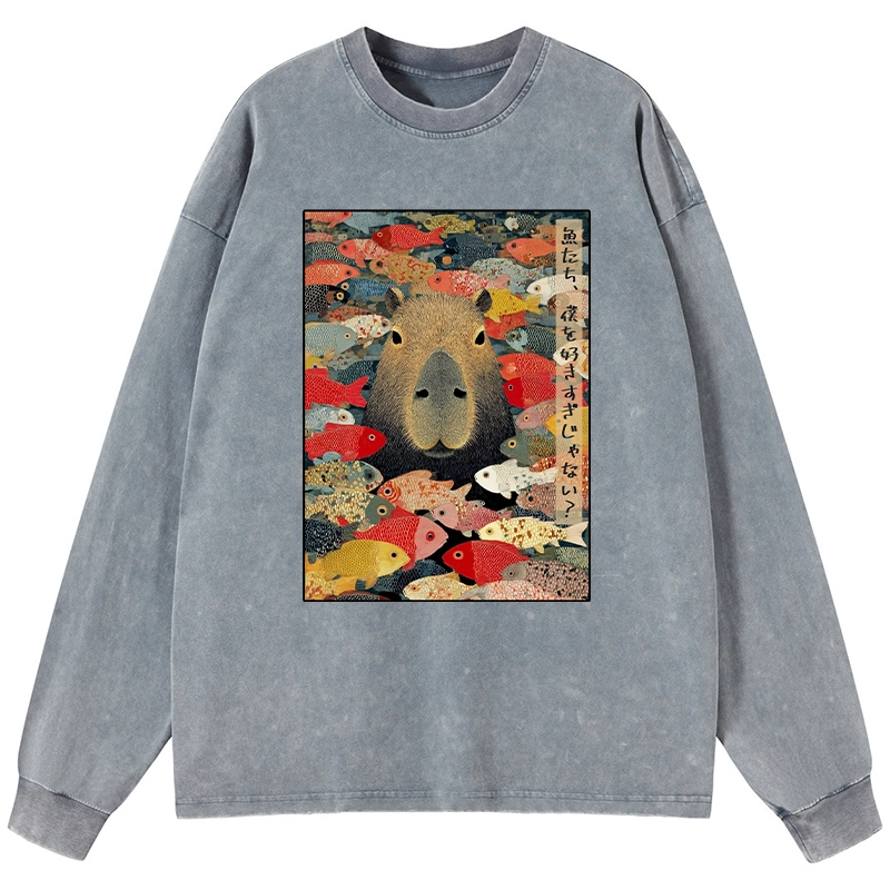 Tokyo-Tiger Am I Too Lovable? Washed Long Sleeve T-Shirt