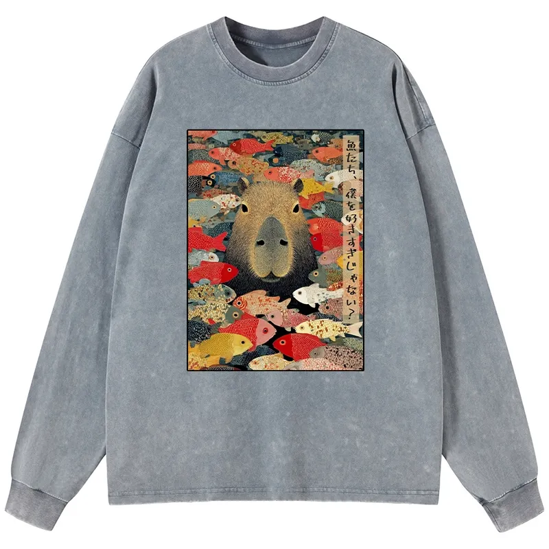 Tokyo-Tiger Am I Too Lovable? Washed Long Sleeve T-Shirt Sale