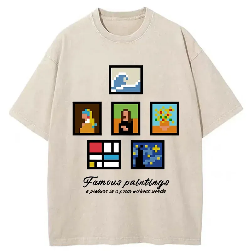 Tokyo-Tiger Famous Paintings Washed T-Shirt