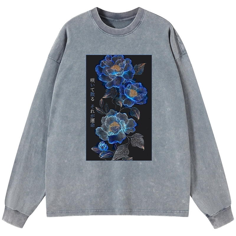 Tokyo-Tiger The Sea Of Flowers In The Darkness Washed Long Sleeve T-Shirt