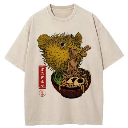 Tokyo-Tiger Ramen Lover Fugu Washed T-Shirt