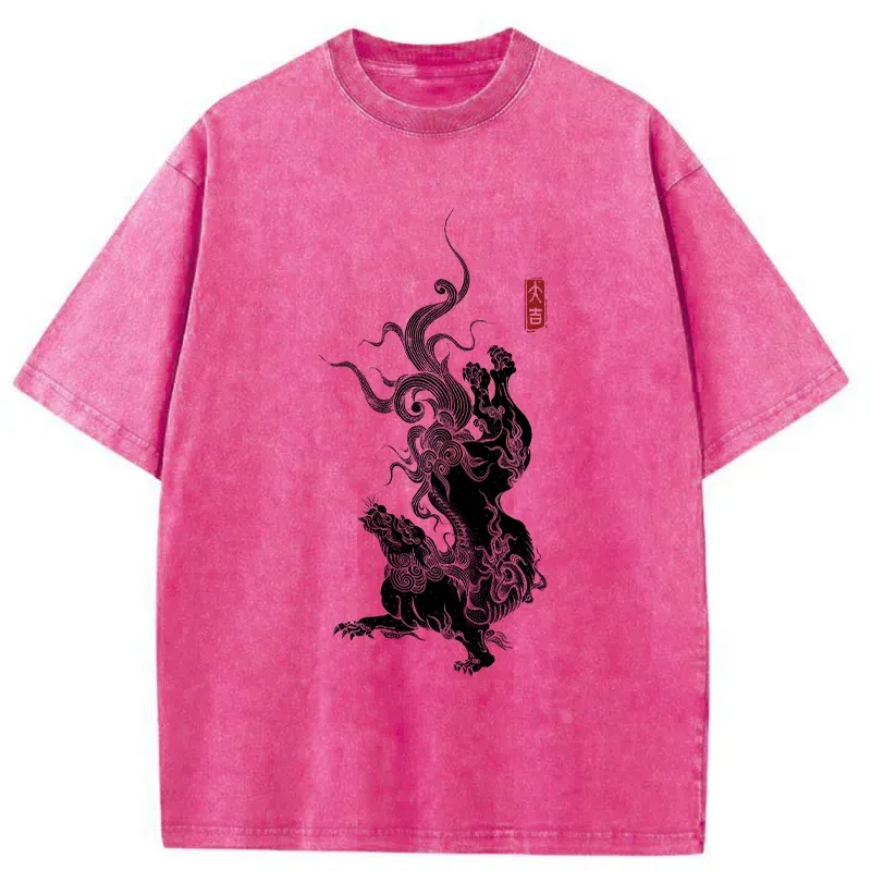 Tokyo-Tiger Japanese Mythical Beasts Washed T-Shirt