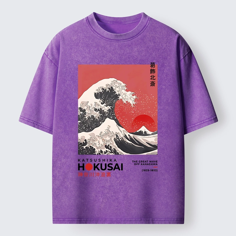 Tokyo-Tiger Mount Fuji Beneath the Wave Washed T-Shirt
