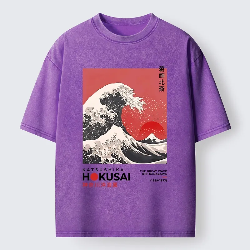 Tokyo-Tiger Mount Fuji Beneath the Wave Washed T-Shirt