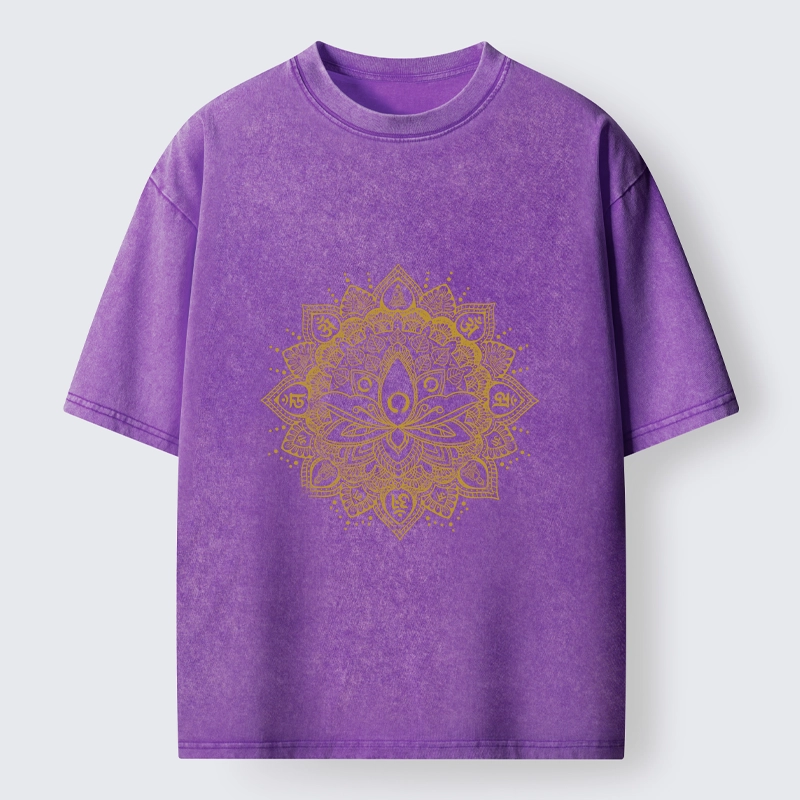 Tokyo-Tiger Serene Golden Mandala Washed T-Shirt
