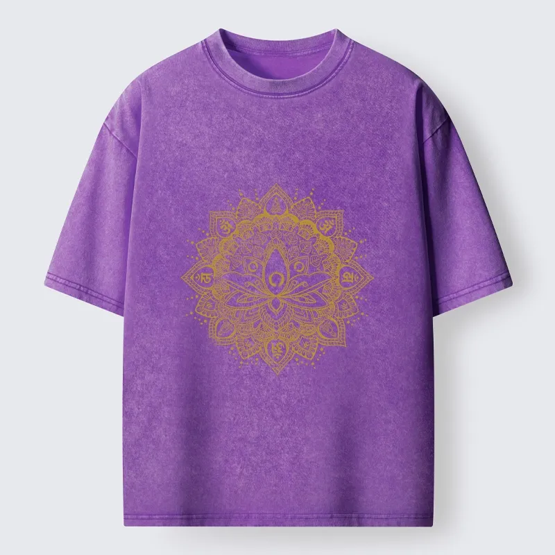 Tokyo-Tiger Serene Golden Mandala Washed T-Shirt