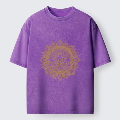 Tokyo-Tiger Serene Golden Mandala Washed T-Shirt