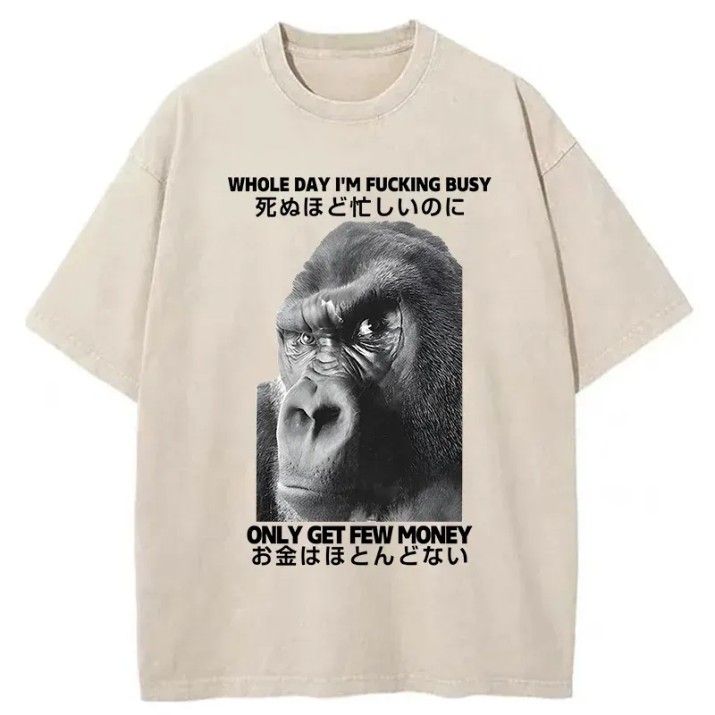 Tokyo-Tiger Making Money Gorilla Funny Washed T-Shirt