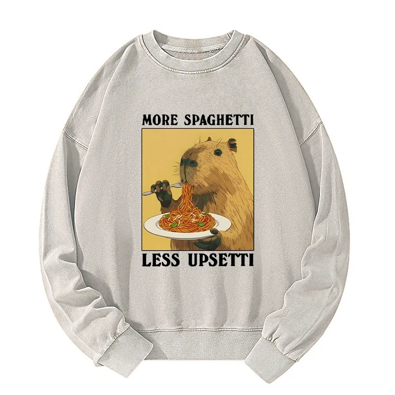 Tokyo-Tiger Capybara Eating Pasta Washed Sweatshirt
