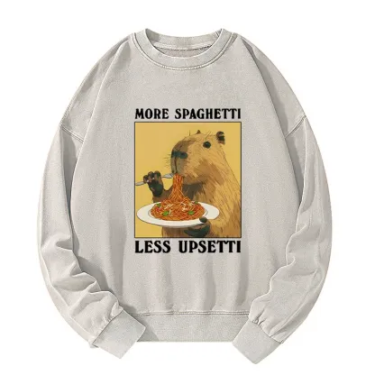Tokyo-Tiger Capybara Eating Pasta Washed Sweatshirt