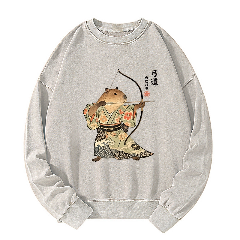 Tokyo-Tiger Capybara Archery Washed Sweatshirt