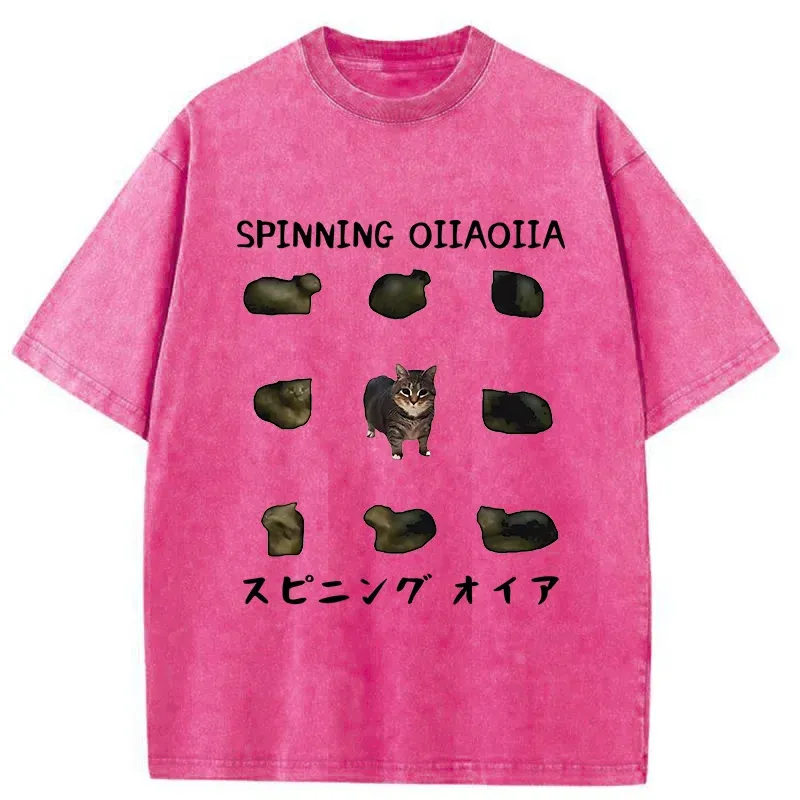 Tokyo-Tiger OIIAOIIA Funny Cat Washed T-Shirt