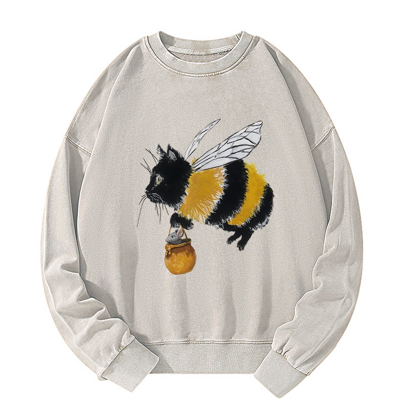 Tokyo-Tiger Catbee Funny Washed Sweatshirt
