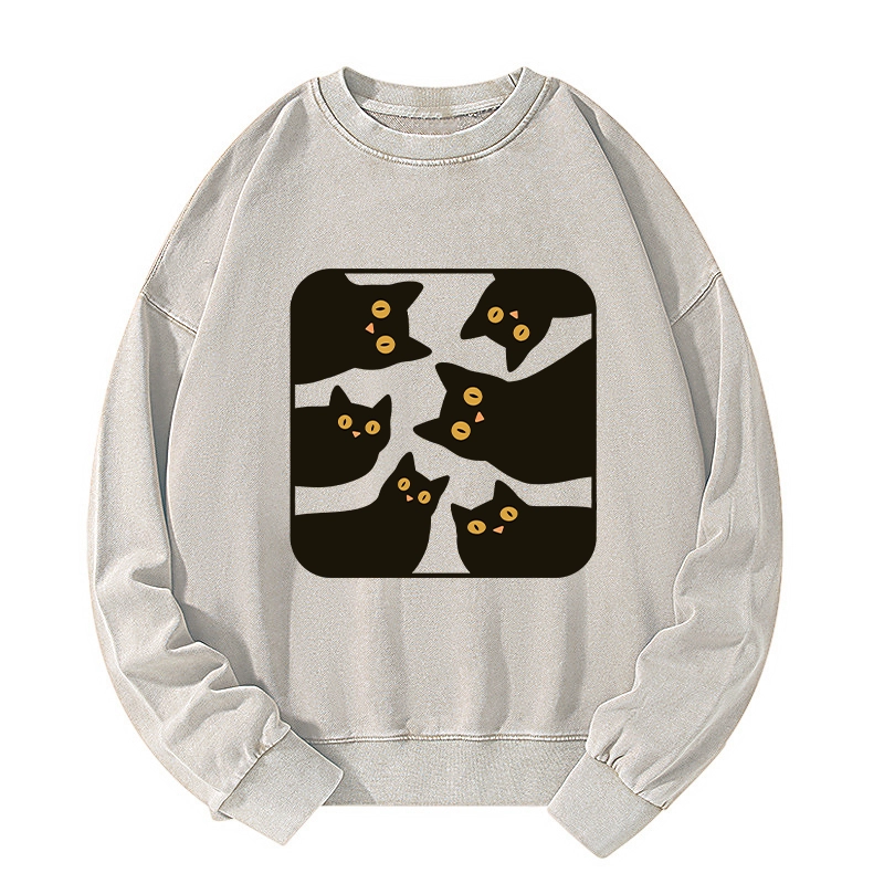 Tokyo-Tiger Cats Are Watching You Washed Sweatshirt