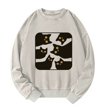 Tokyo-Tiger Cats Are Watching You Washed Sweatshirt