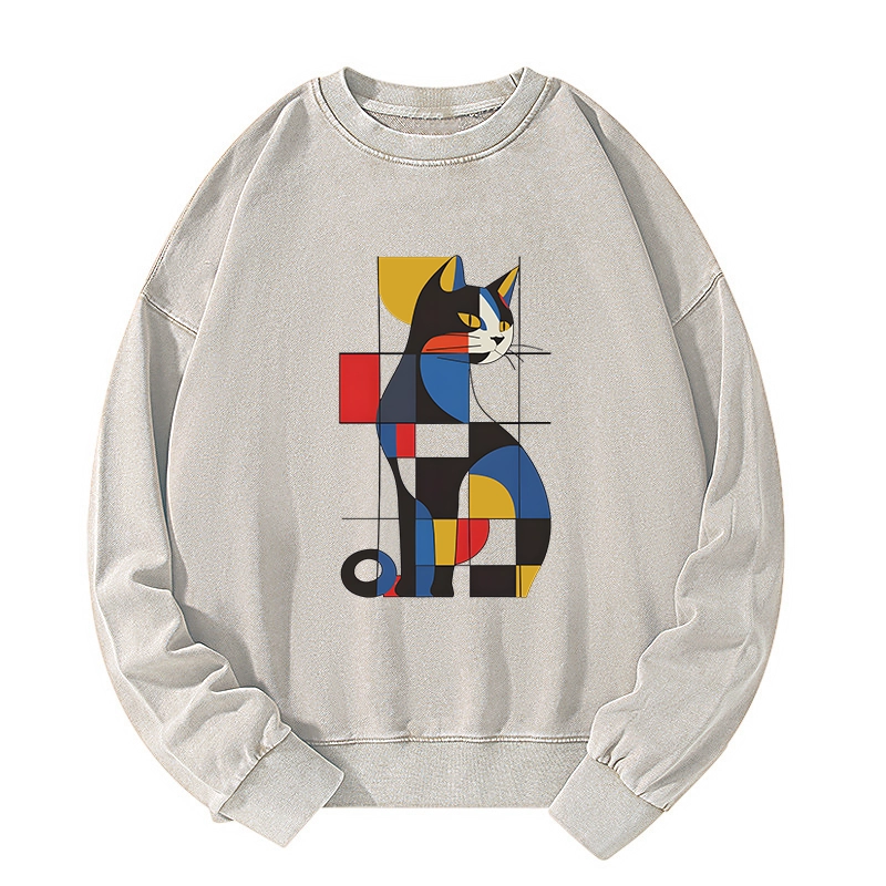 Tokyo-Tiger Mondrian Cat Washed Sweatshirt