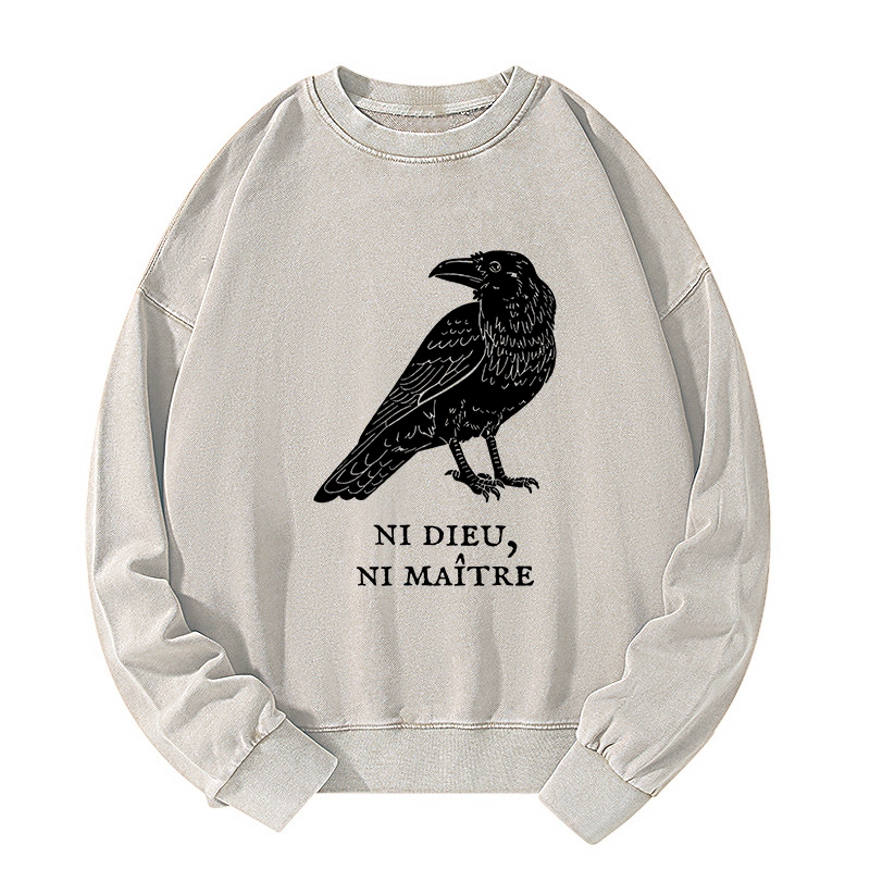 Tokyo-Tiger Crow Have A Strong Sense Of Self Washed Sweatshirt