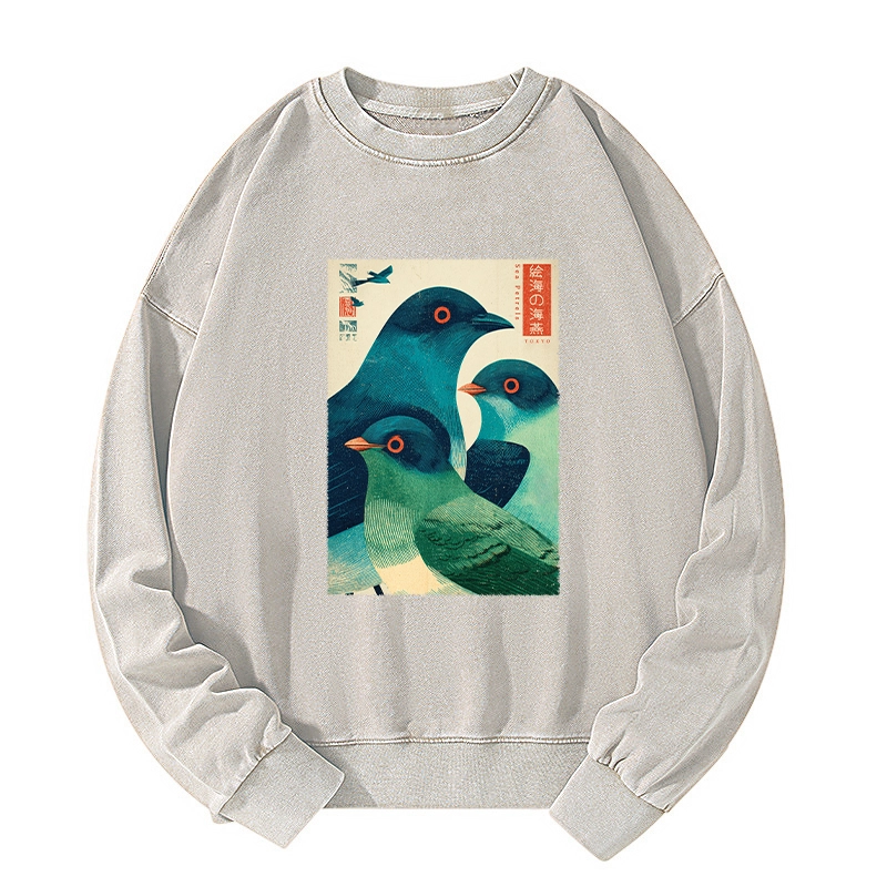Tokyo-Tiger Petrels Of The Painted Sea Washed Sweatshirt