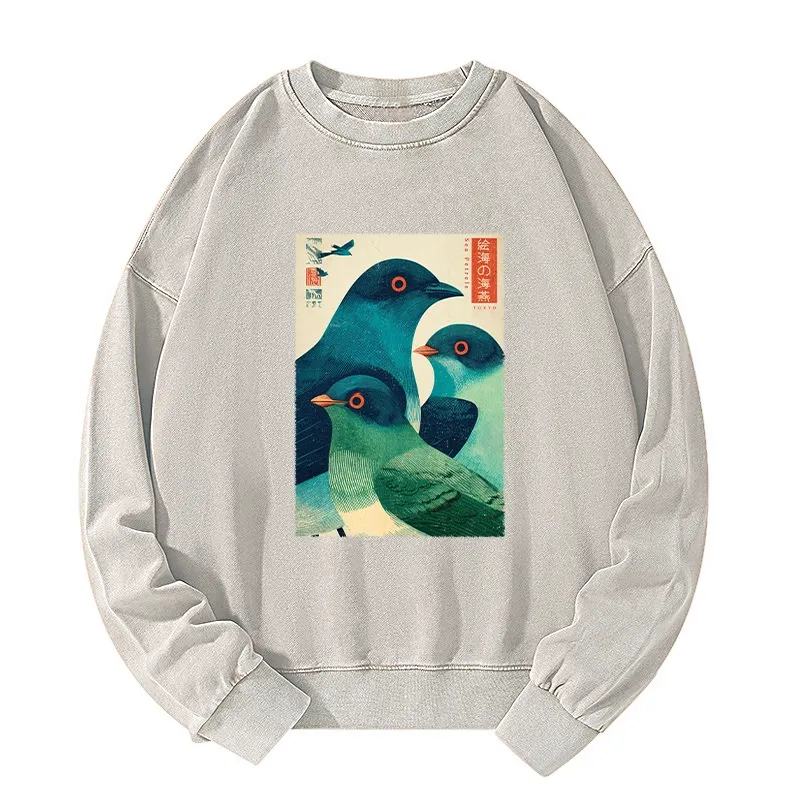 Tokyo-Tiger Petrels Of The Painted Sea Washed Sweatshirt