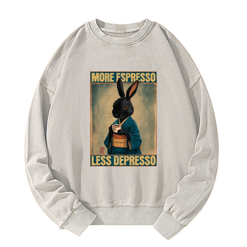 Tokyo-Tiger More Espresso Less Depresso Rabbit Washed Sweatshirt