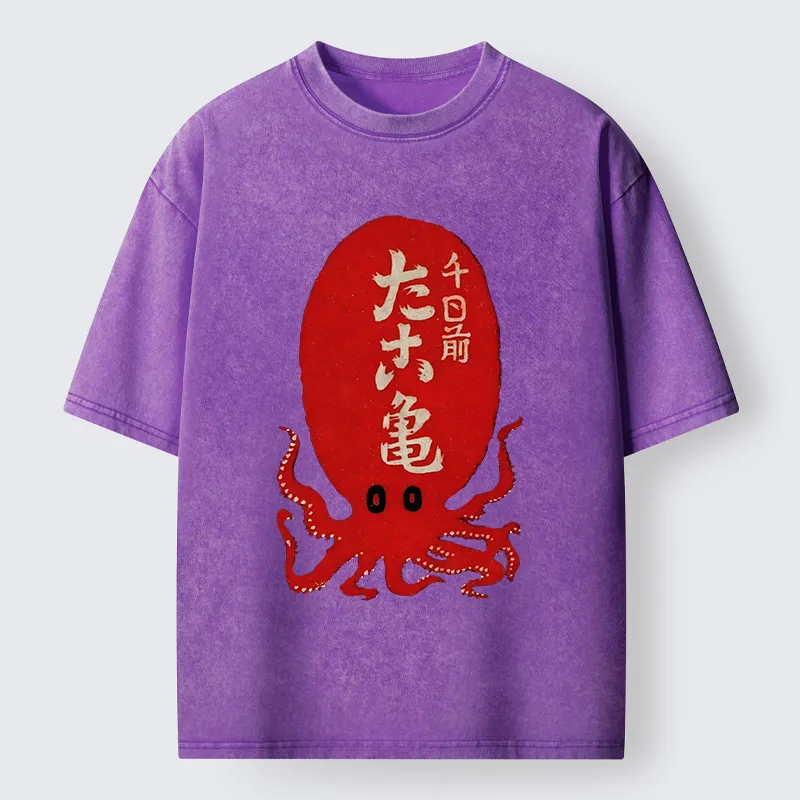Tokyo-Tiger Retro Octopus Washed T-Shirt