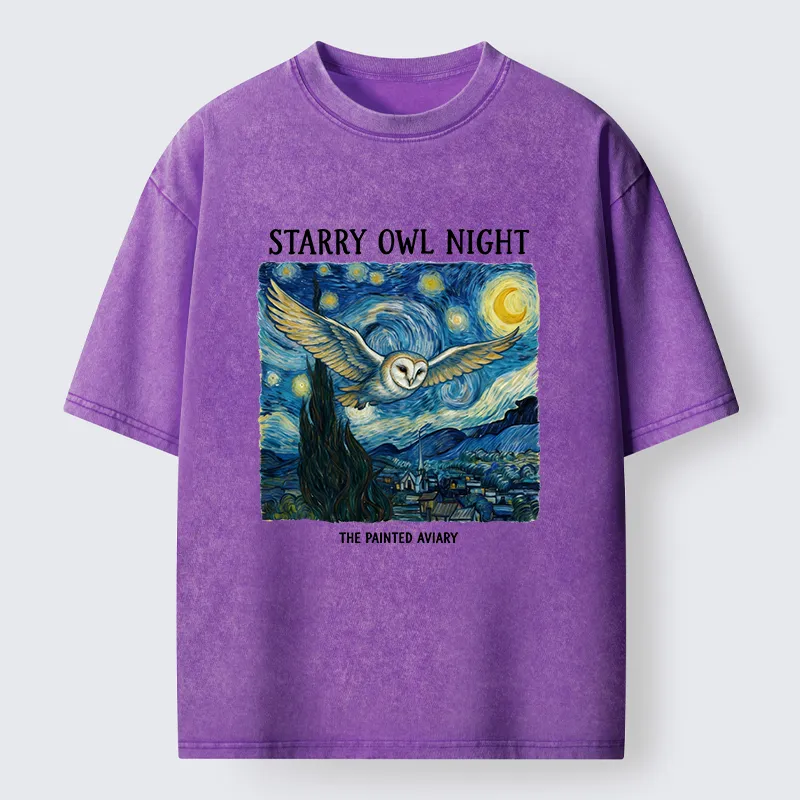 Tokyo-Tiger Owls In The Night Washed T-Shirt