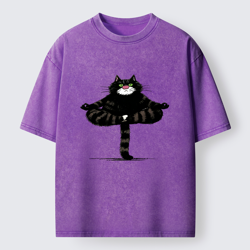 Tokyo-Tiger Cats Use Their Tails For Support Washed T-Shirt