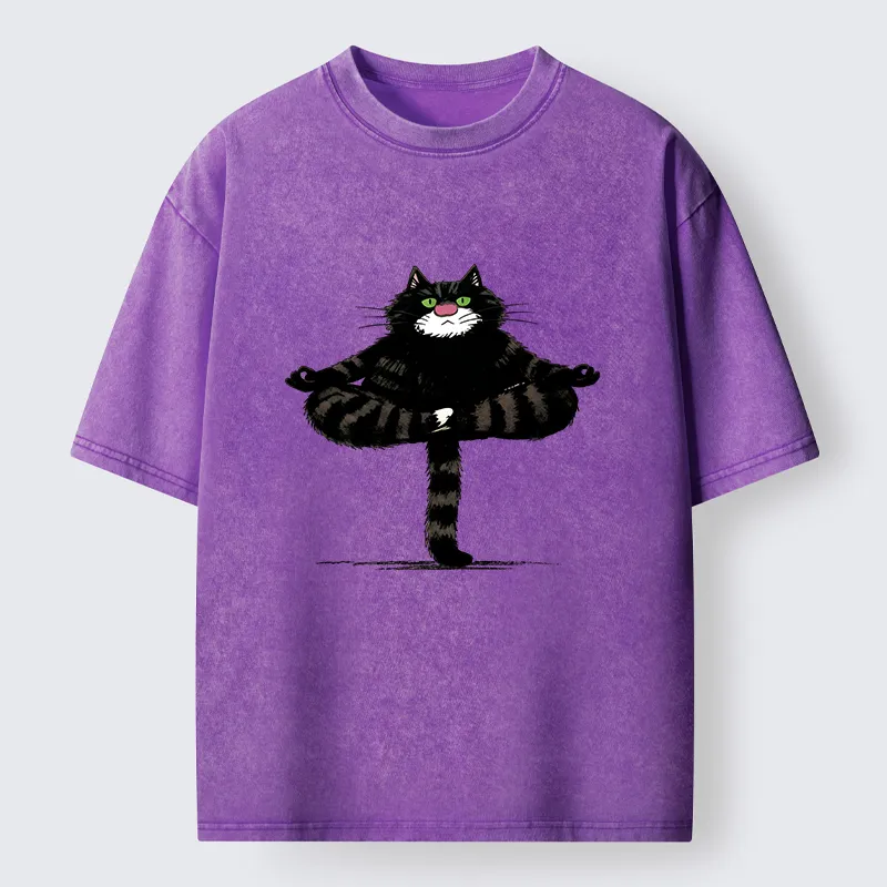 Tokyo-Tiger Cats Use Their Tails For Support Washed T-Shirt