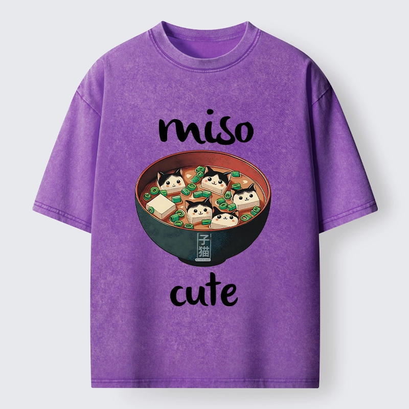 Tokyo-Tiger Cats In A Bowl Of Miso Washed T-Shirt