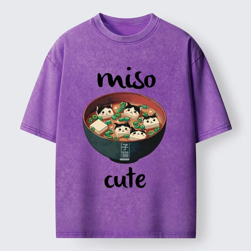 Tokyo-Tiger Cats In A Bowl Of Miso Washed T-Shirt