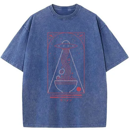Tokyo-Tiger Funny UFO Ramen Washed T-Shirt