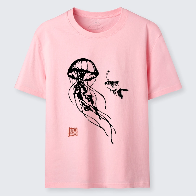 Tokyo-Tiger Ink Wash Jellyfish And Fish Classic T-Shirt