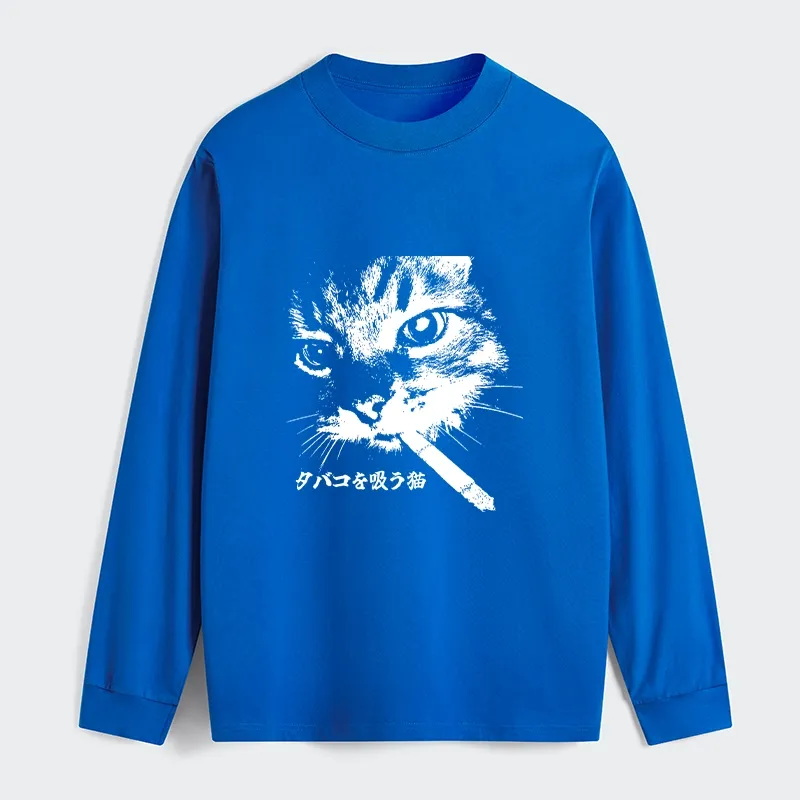 Tokyo-Tiger Retro Cat Smoking Classic Long Sleeve T-Shirt