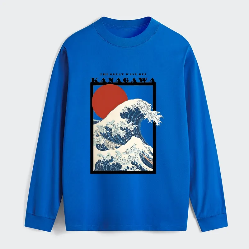 Tokyo-Tiger Minimalist Ukiyo-e Waves Classic Long Sleeve T-Shirt