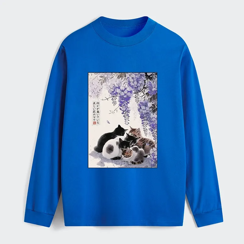 Tokyo-Tiger Cats plotting under the wisteria Classic Long Sleeve T-Shirt