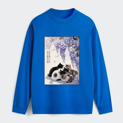 Tokyo-Tiger Cats plotting under the wisteria Classic Long Sleeve T-Shirt
