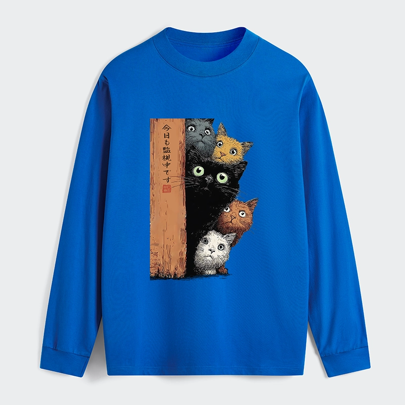 Tokyo-Tiger Five Cats Are Watching You Classic Long Sleeve T-Shirt