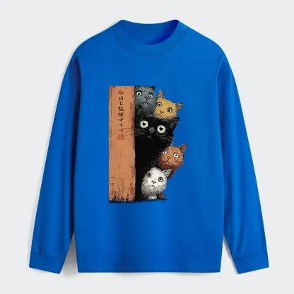 Tokyo-Tiger Five Cats Are Watching You Classic Long Sleeve T-Shirt