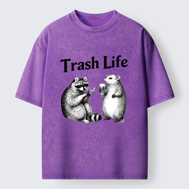 Tokyo-Tiger Trash Life Raccoon & Opossum Vibes Washed T-Shirt