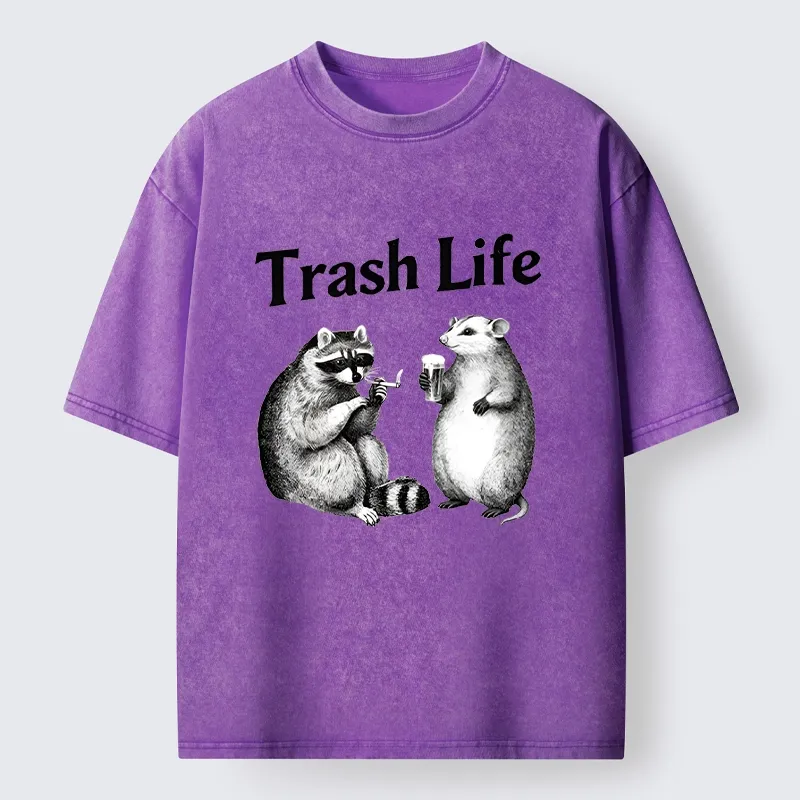 Tokyo-Tiger Trash Life Raccoon & Opossum Vibes Washed T-Shirt