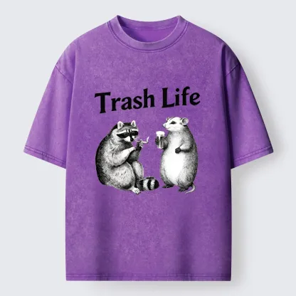 Tokyo-Tiger Trash Life Raccoon & Opossum Vibes Washed T-Shirt