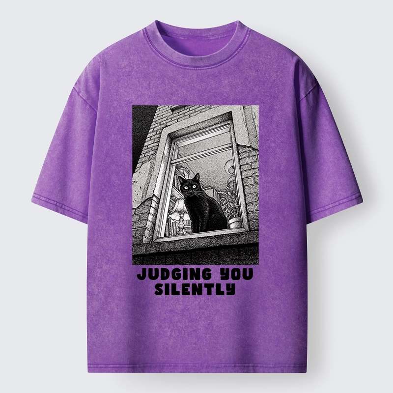 Tokyo-Tiger The Judging Black Cat Washed T-Shirt