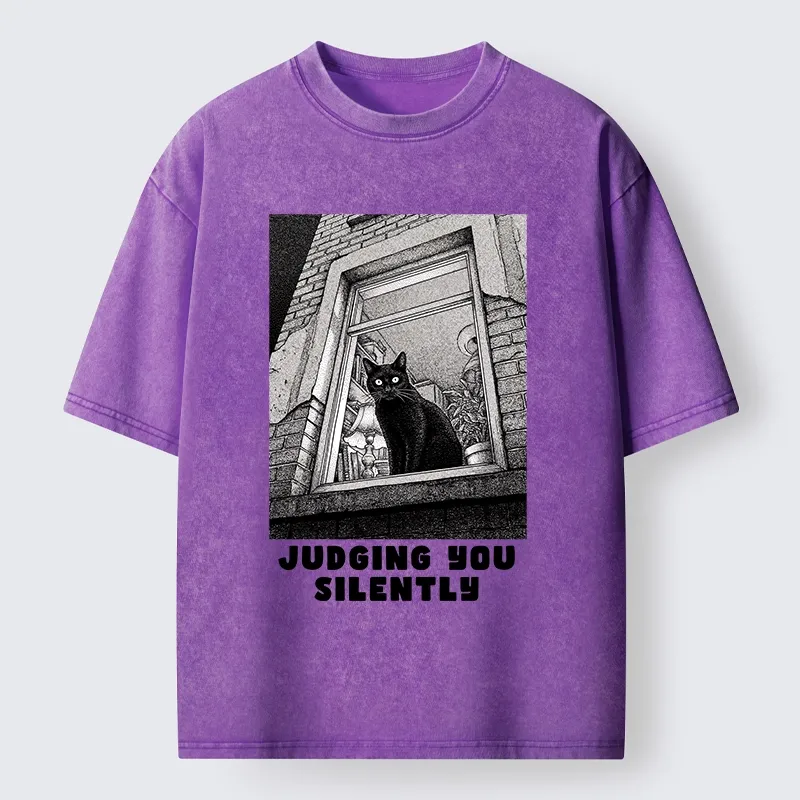 Tokyo-Tiger The Judging Black Cat Washed T-Shirt