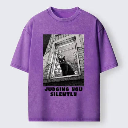 Tokyo-Tiger The Judging Black Cat Washed T-Shirt